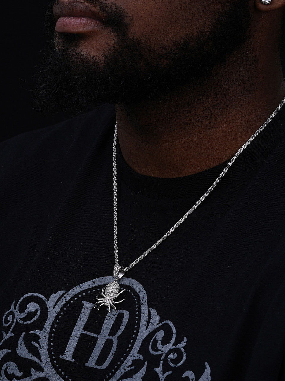 Spider Hip Hop Pendant - 14k Gold Vermeil Or 925 Silver - CZ Stones - Small 1.5"