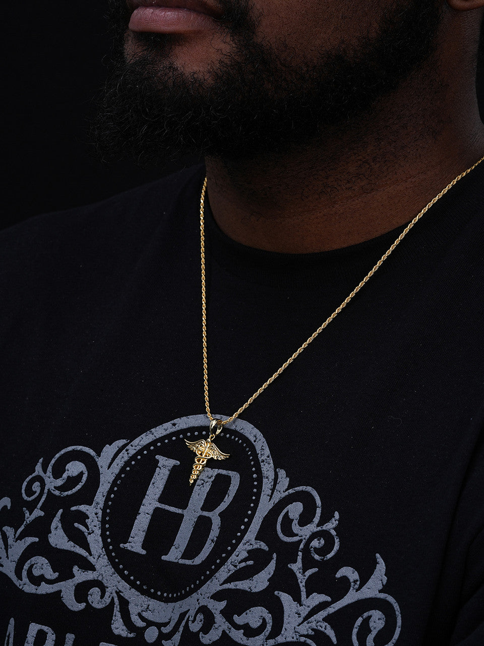 Caduceus Healthcare Worker Pendant - 14k Gold Vermeil Or 925 Silver - CZ Stones - Small 1.25"