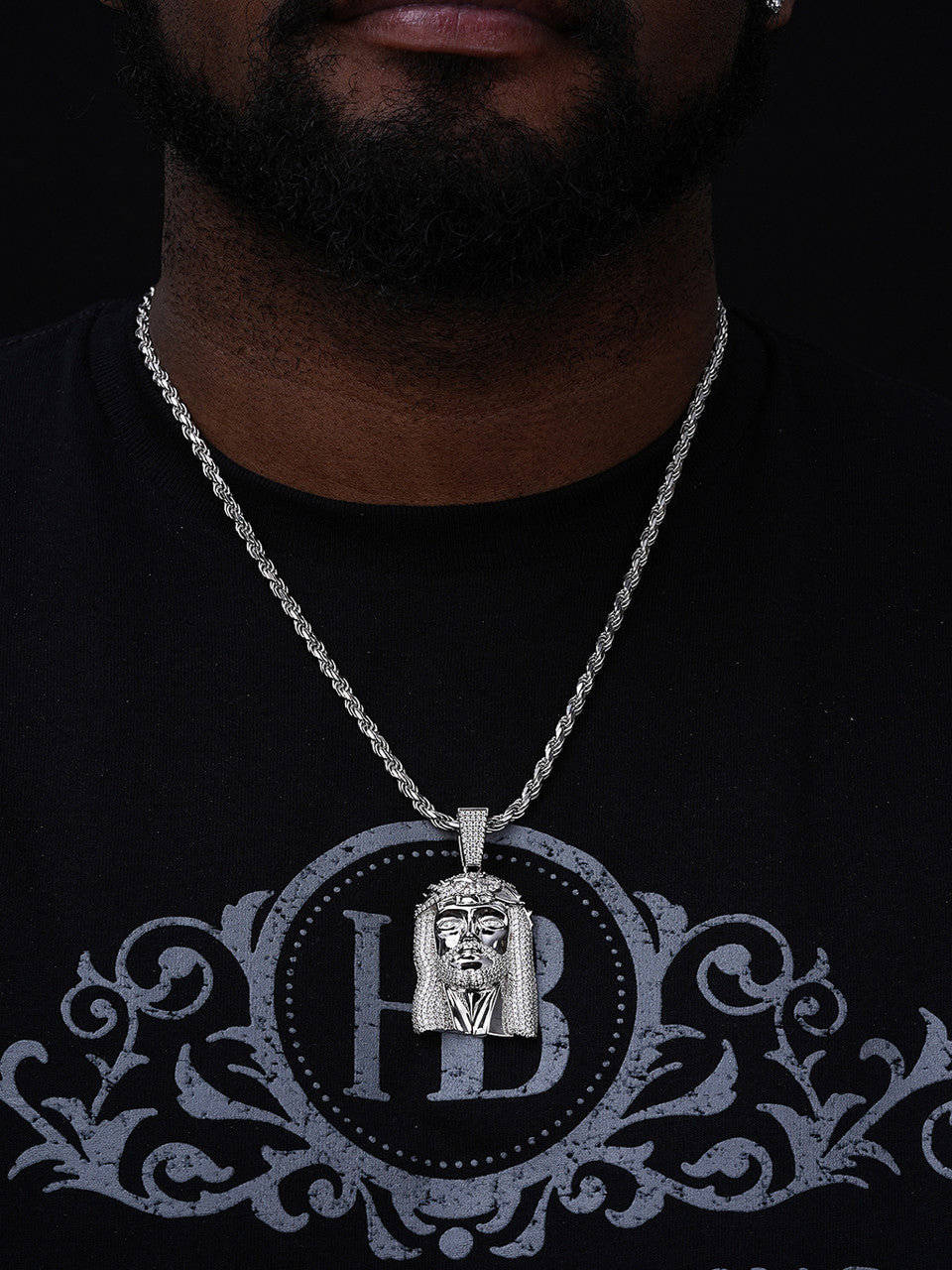 MOISSANITE Iced Out Hip Hop Jesus Face Pendant - 925 Silver - 3 Sizes 1"-3"