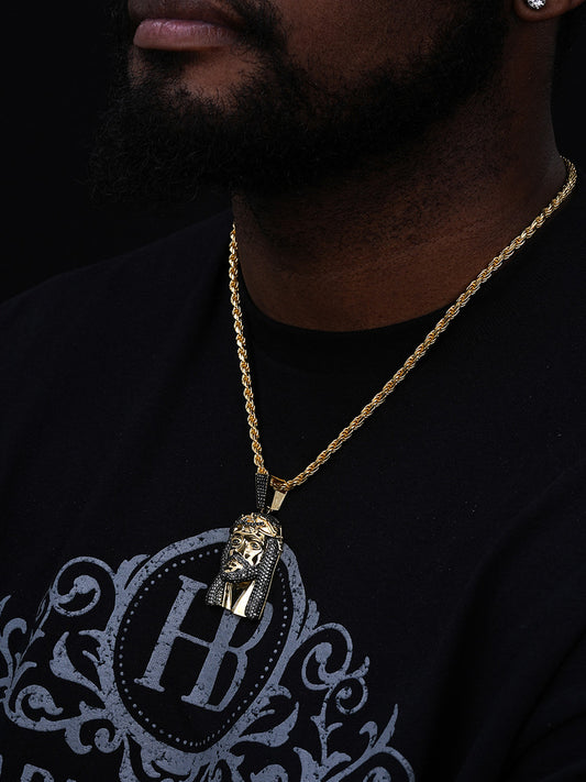 Black MOISSANITE Hip Hop Jesus Pendant - 14k Gold Vermeil 925 Silver - 3 Sizes 1.5"-3.25"