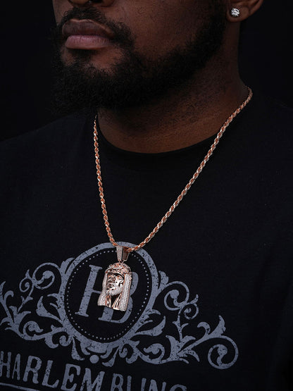 Iced Out Hip Hop Jesus Face Pendant - 14k Rose Vermeil 925 Silver - CZ Stones - 3 Sizes 1"-3"