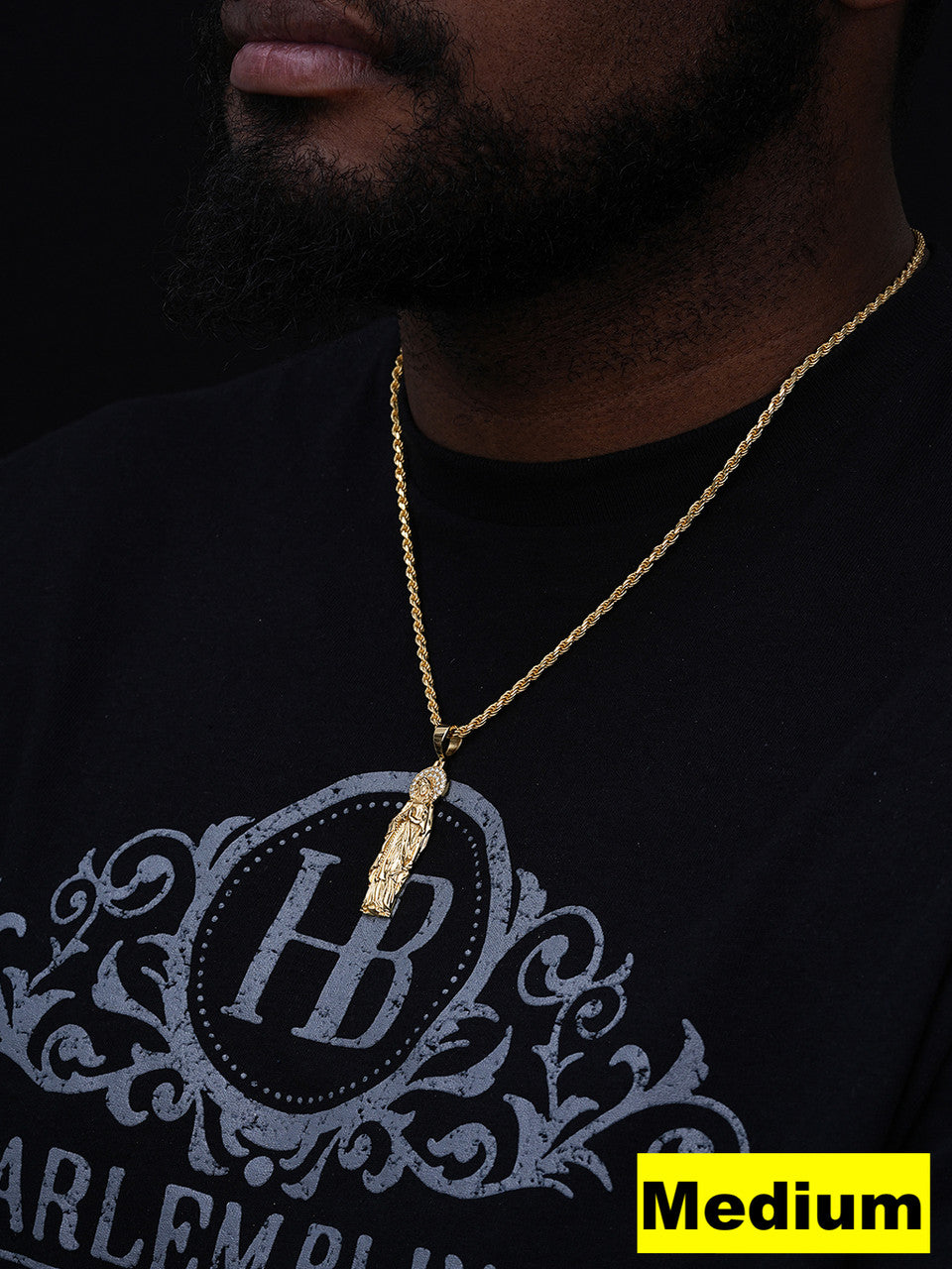 Virgin Mary Guadalupe  Pendant - 14k Gold Vermeil 925 Silver  - CZ Stones - 3 Sizes 1"-3"