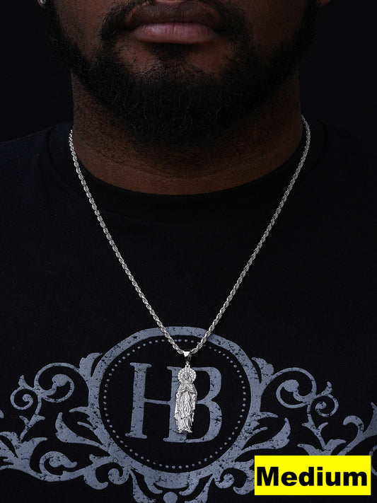 MOISSANITE Virgin Mary Guadalupe Pendant - 925 Silver - 3 Sizes 1"-3"