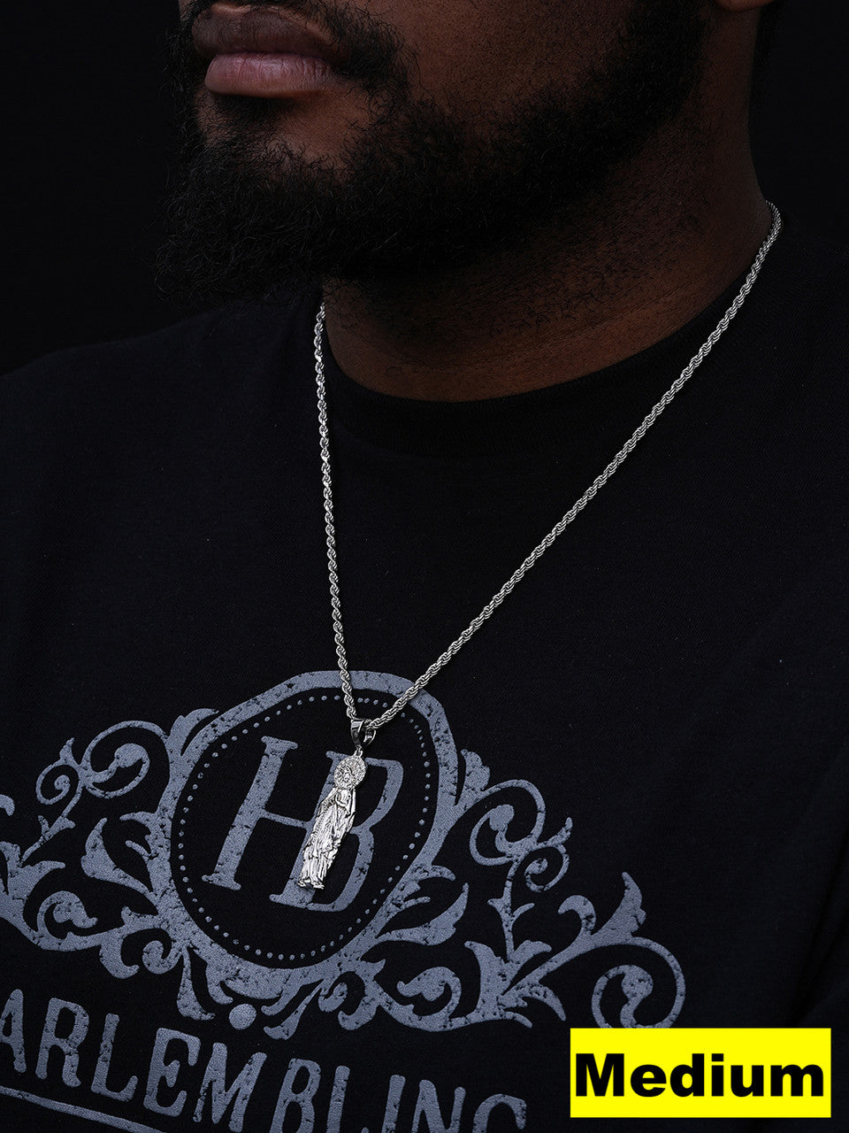 MOISSANITE Virgin Mary Guadalupe Pendant - 925 Silver - 3 Sizes 1"-3"