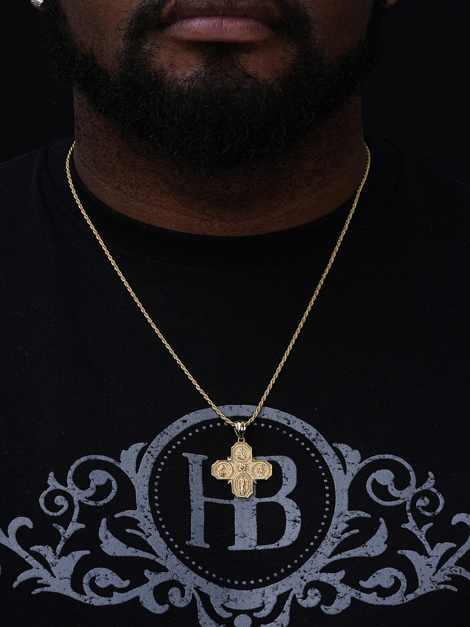 Miraculous Four 4 Way Catholic Cross Pendant - 14k Gold Vermeil Or 925 Silver - Large 3"