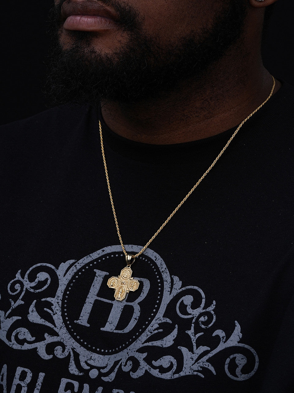 Miraculous Four 4 Way Catholic Cross Pendant - 14k Gold Vermeil Or 925 Silver - Large 3"