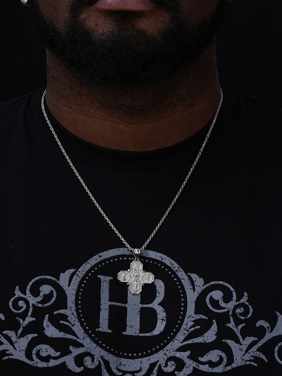 Miraculous Four 4 Way Catholic Cross Pendant - 14k Gold Vermeil Or 925 Silver - Large 3"