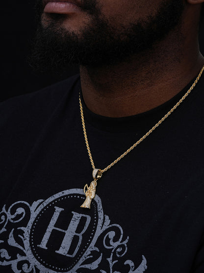 Santa Muerte Grim Reaper Iced Out Pendant - 14k Gold Vermeil Or 925 Silver - CZ Stones - Medium 1.75"