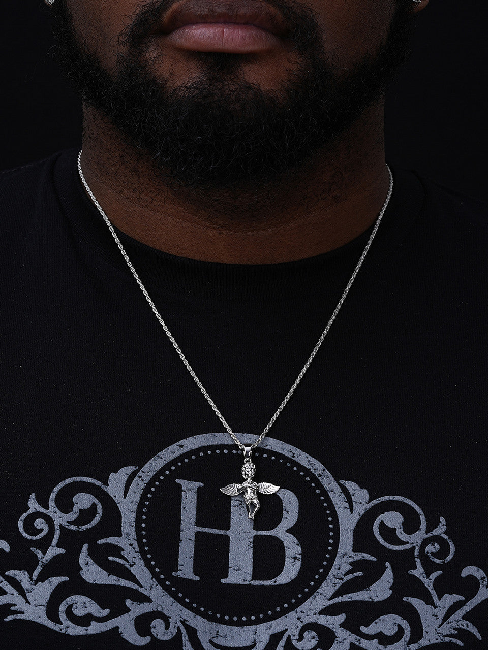 Praying Cherub W. Wings Mini Angel Pendant - 14k Gold Vermeil Or 925 Silver - CZ Stones - Small 1.5"