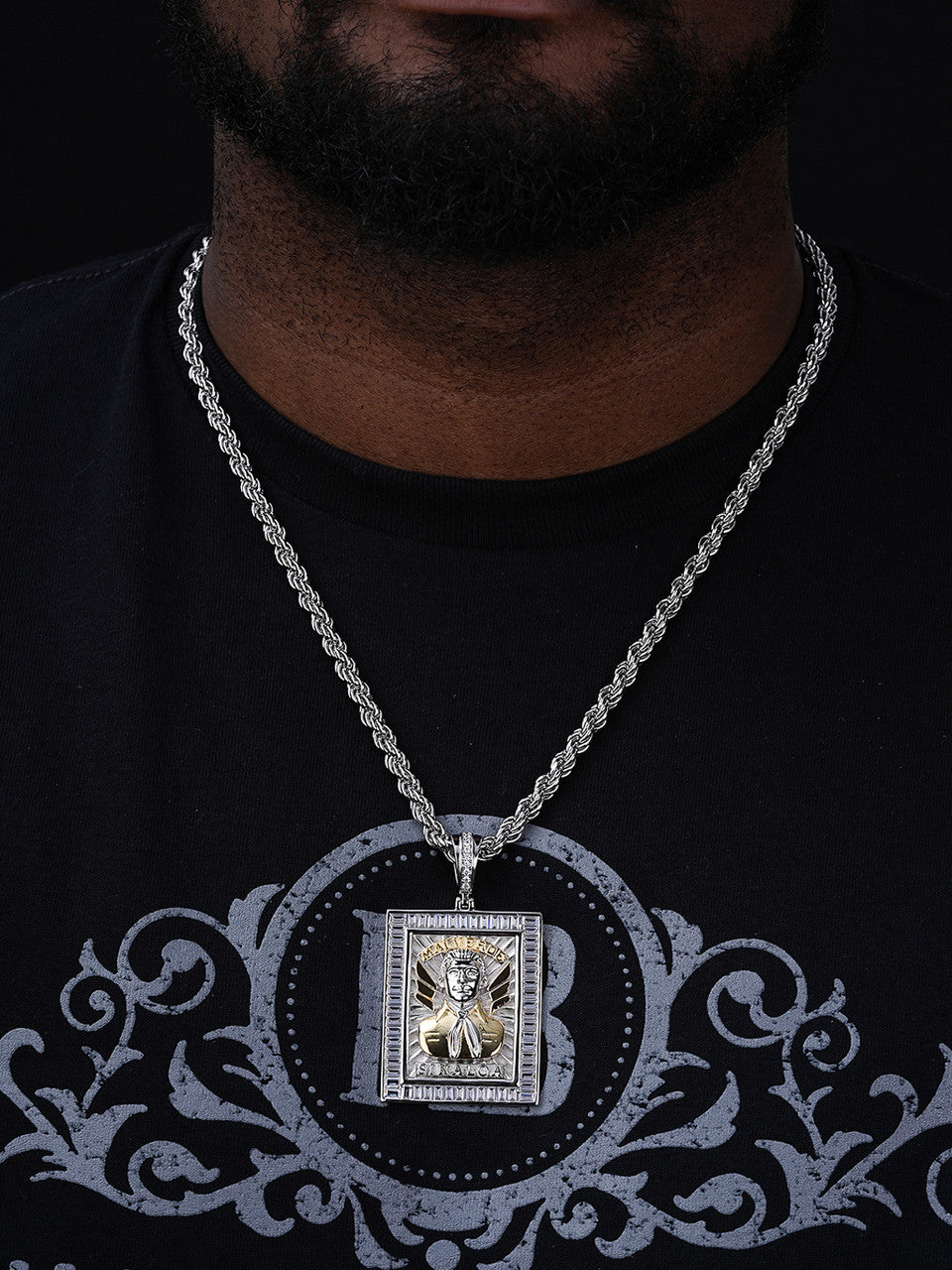 Iced Jesus Malverde Chain Pendant | Harlem Bling – Harlembling