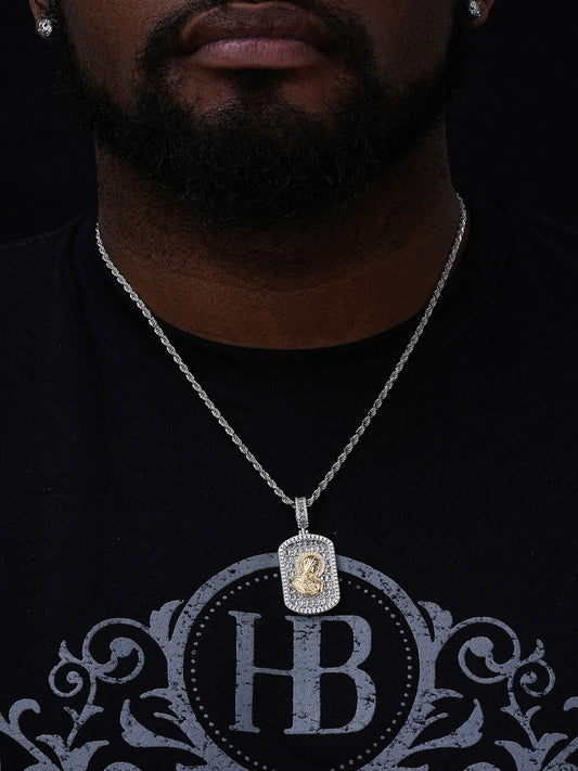 Virgin Mary Iced Baguette DogTag Pendant - 14k Gold Vermeil Or 925 Silver - CZ Stones - Medium 2"