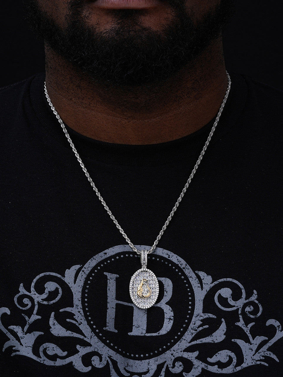 Our Lady Virgin Mary Iced Medallion Pendant - 14k Gold Vermeil Or 925 Silver - CZ Stones - Medium 2"