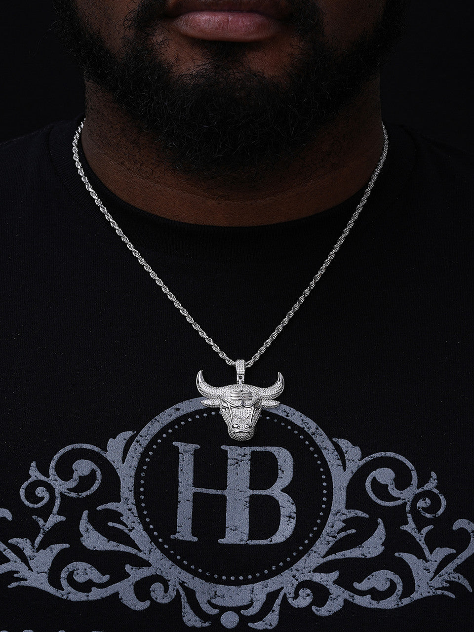 Chicago Bulls Iced Pendant - 14k Gold Vermeil Or 925 Silver - CZ Stones - Small 1.5"