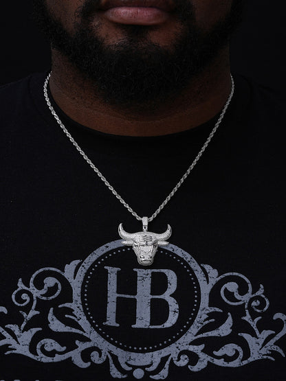 Chicago Bulls Iced Pendant - 14k Gold Vermeil Or 925 Silver - CZ Stones - Small 1.5"