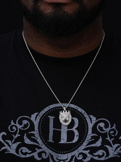 Lion W. Crown African Rasta Pendant - 14k Gold Vermeil Or 925 Silver - CZ Stones - Small 1.5"