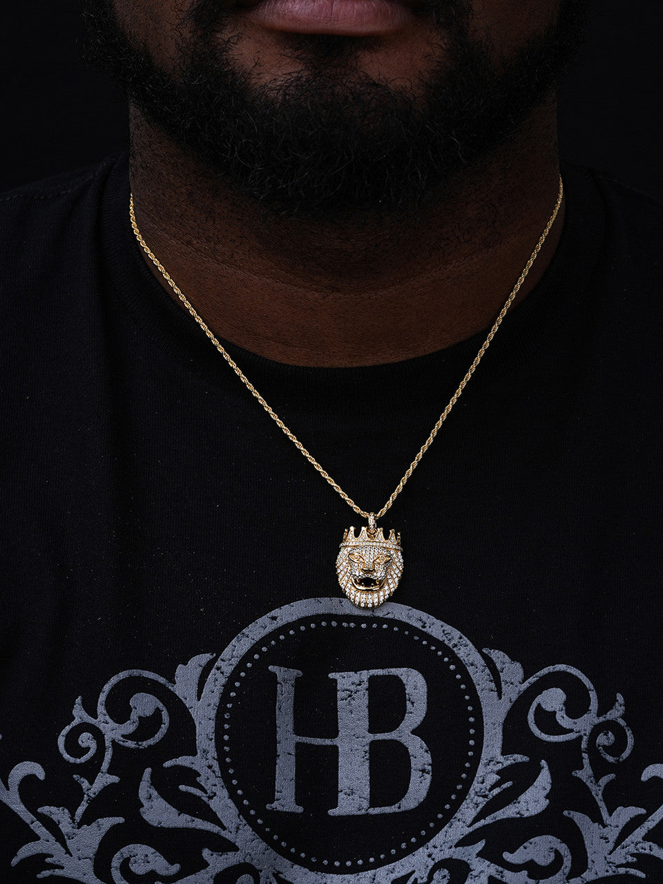 Lion W. Crown African Rasta Pendant - 14k Gold Vermeil Or 925 Silver - CZ Stones - Small 1.5"