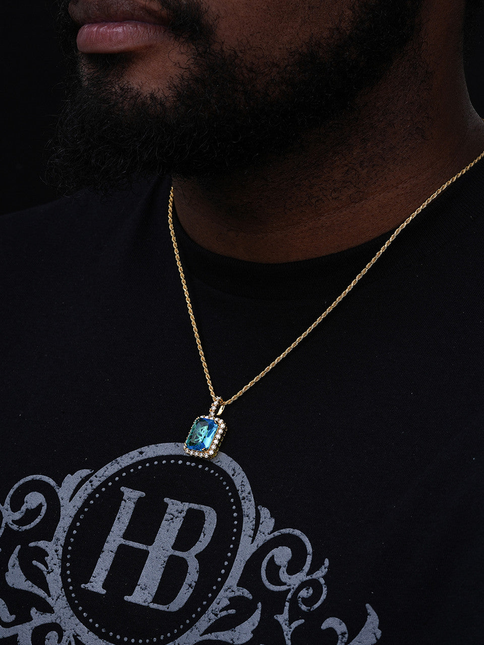 Stimulated Blue Diamond Pendant - 14k Gold Vermeil Or 925 Silver - CZ Stones - Small 1.5"