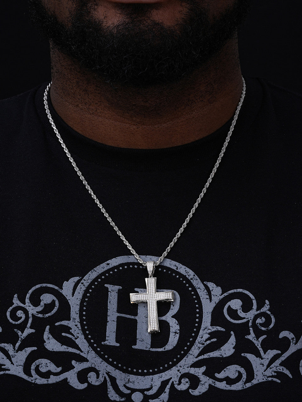 Faithful Cross Hip Hop Pendant - 14k Yellow Gold Vermeil Or 925 Silver - CZ Stones - Medium 2"