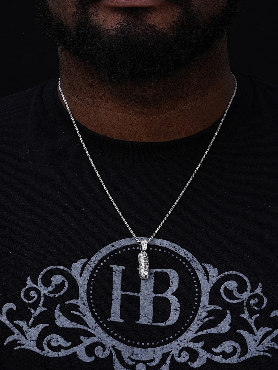 XANAX Pill Bar Pendant - 14k Gold Vermeil Or 925 Silver - CZ Stones - Small 1"