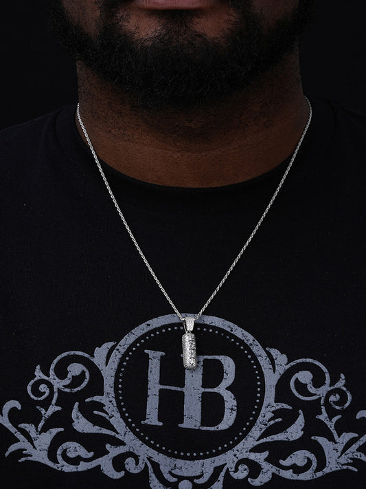 XANAX Pill Bar Pendant - 14k Gold Vermeil Or 925 Silver - CZ Stones - Small 1"