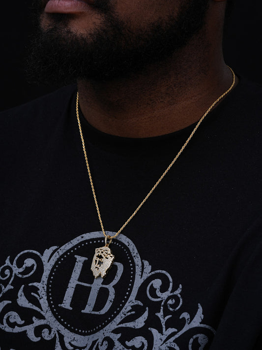 Mens Jesus Piece Outline Hip Hop Pendant - 14k Gold Vermeil Or 925 Silver - CZ Stones - Small 1"