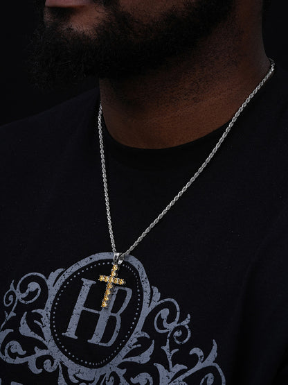 Yellow Canary MOISSANITE Tennis Cross - 925 Silver - 5 Sizes 0.75"-2.25"