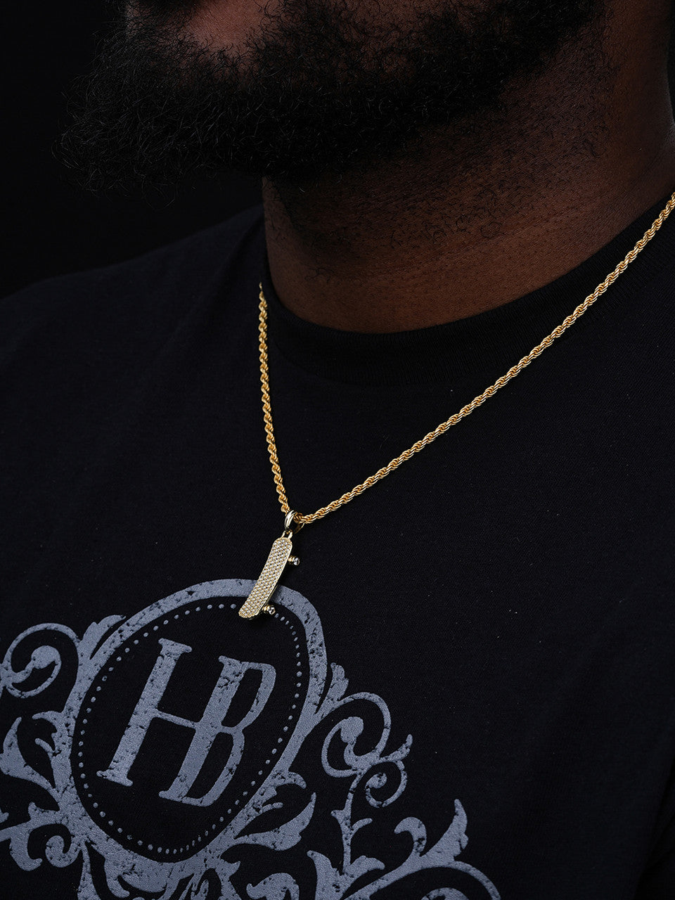 MOISSANITE Skateboard Iced Out Pendant - 14k Gold Vermeil Or 925 Silver - Small 1.5"