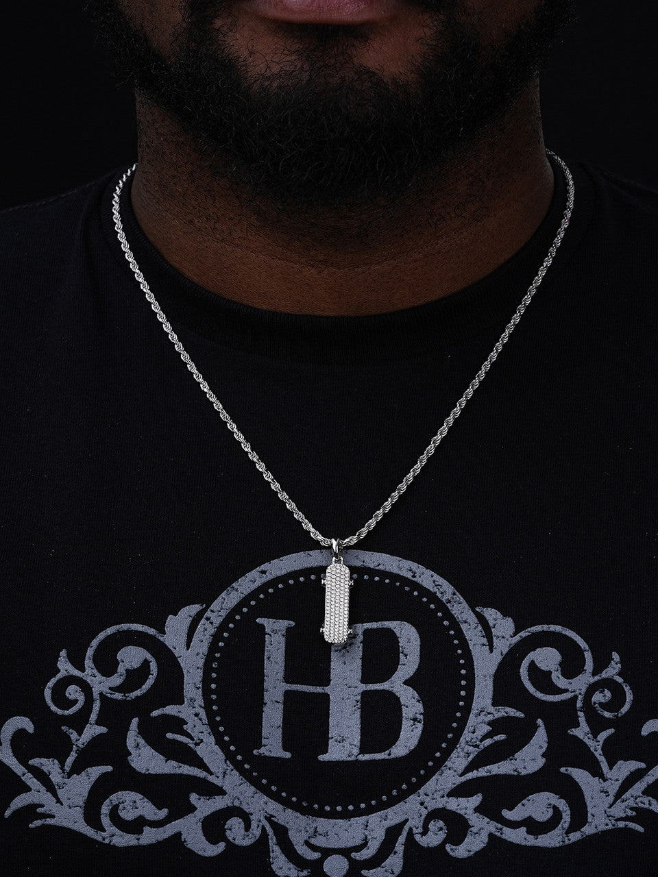 Skateboard Iced Out Pendant - 14k Gold Vermeil Or 925 Silver - CZ Stones - Small 1.5"