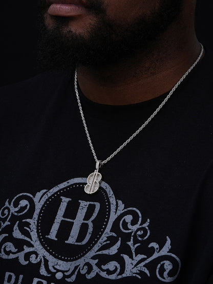 Dollar Sign Pendant Baguette Pendant - 14k Gold Vermeil Or 925 Silver - CZ Stones - Small 1.5"