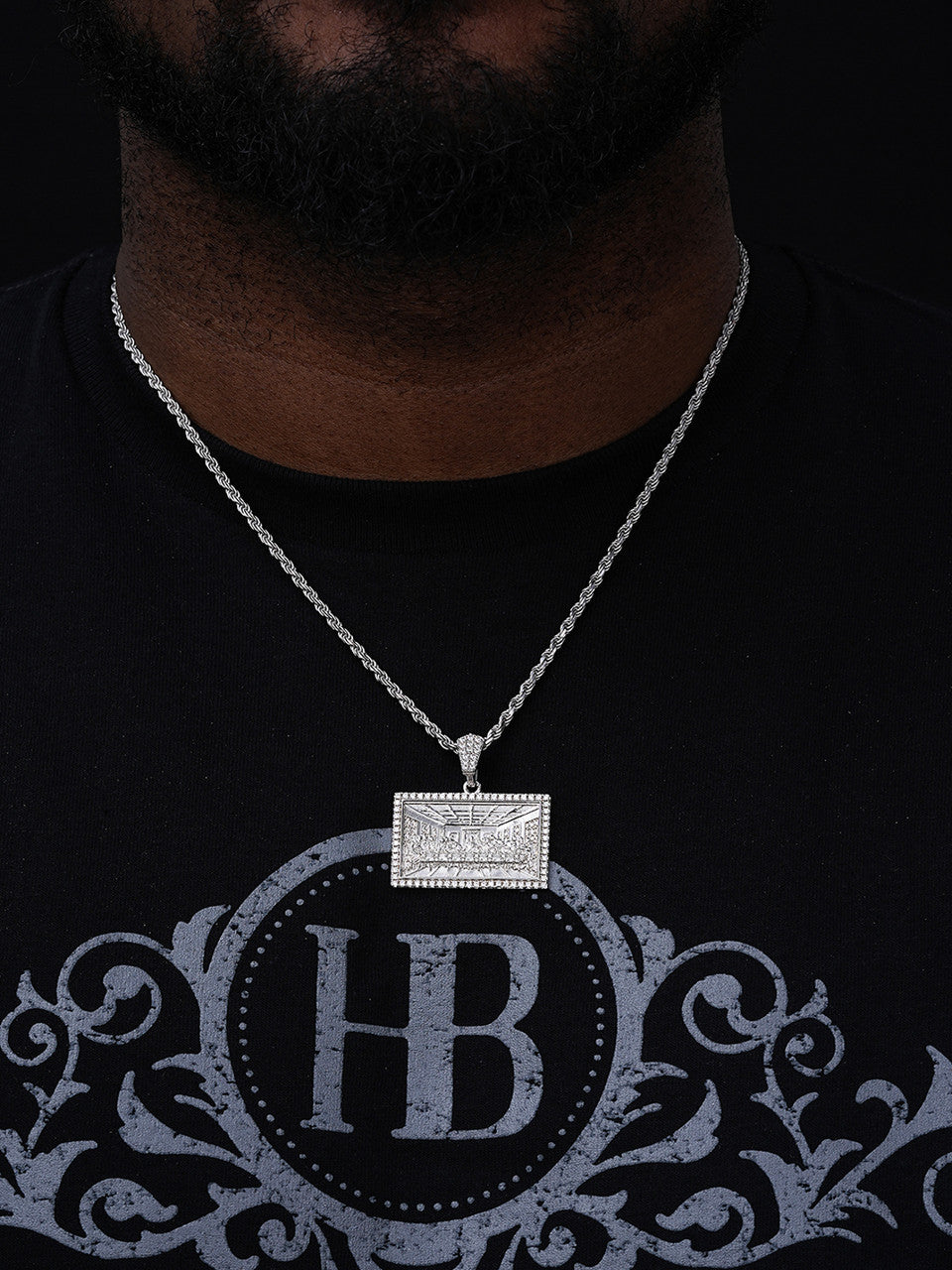 Jesus Last Supper Pendant - 14k Yellow Gold Vermeil Or 925 Silver - CZ Stones - Small 1.5"