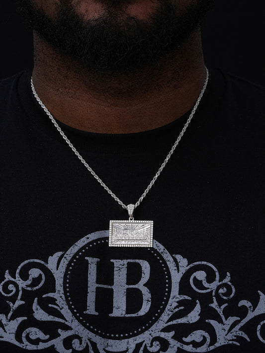 Jesus Last Supper Pendant - 14k Yellow Gold Vermeil Or 925 Silver - CZ Stones - Small 1.5"