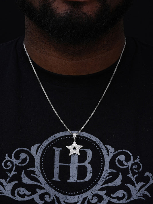 Super STAR Iced Out Pendant - 14k Gold Vermeil Or 925 Silver - CZ Stones - Small 1"