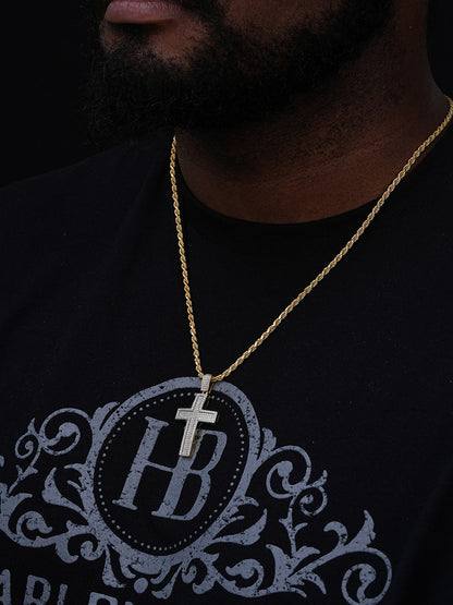 MOISSANITE Bust Down Hip Hop Cross Pendant - 14k Yellow Gold Vermeil Or 925 Silver - Medium 2"