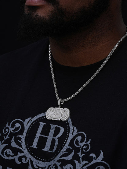 CEO Big Boss Iced Out Pendant - 14k Gold Vermeil Or 925 Silver - CZ Stones - Medium 2"