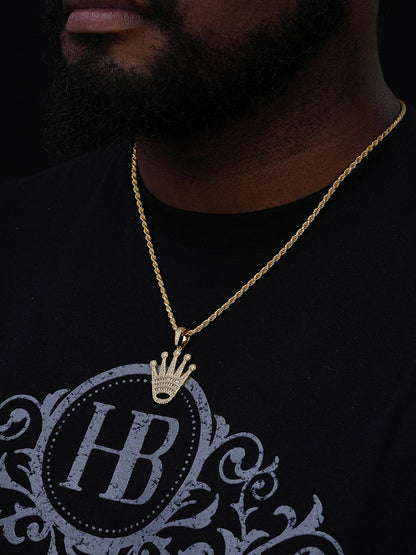 Rolex Crown King Or Queen Iced Out Pendant - 14k Gold Vermeil Or 925 Silver - Medium 1.75"