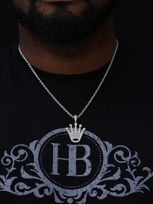 Rolex Crown King Or Queen Iced Out Pendant - 14k Gold Vermeil Or 925 Silver - Medium 1.75"