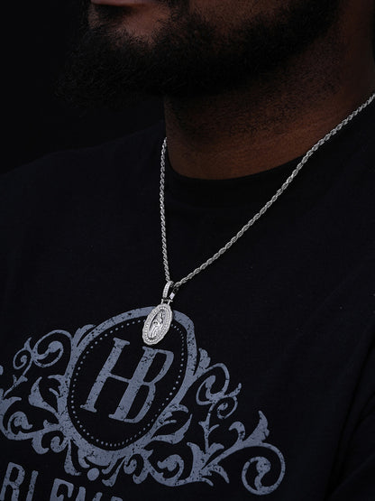 MOISSANITE Virgin Mary Iced Medallion Pendant - 14k Yellow Gold Vermeil Or 925 Silver - Small 1.75"