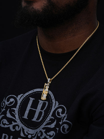 Santa Muerte Grim Reaper Death Icy Pendant - 14k Gold Vermeil Or 925 Silver - CZ Stones - Medium 2"