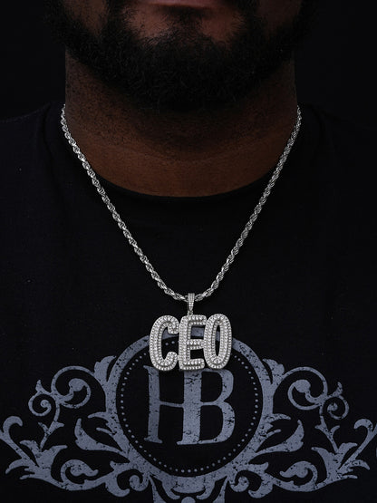 CEO Big Boss Hip Hop Pendant - 14k Gold Vermeil Or 925 Silver - CZ Stones - Medium 2"