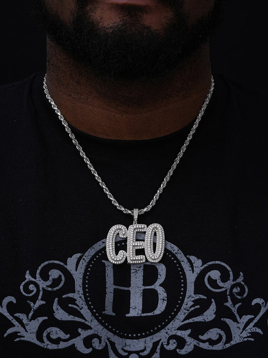 CEO Big Boss Hip Hop Pendant - 14k Gold Vermeil Or 925 Silver - CZ Stones - Medium 2"