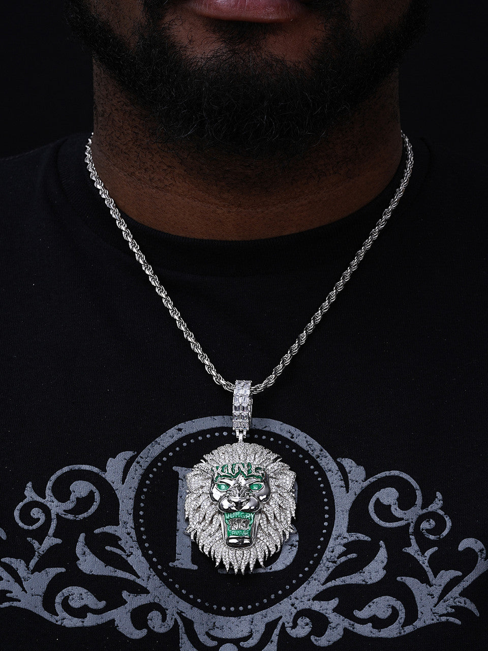 Glow In Dark LION KING Hip Hop Pendant - 14k Gold Vermeil Or 925 Silver - CZ Stones - Huge 3.5"