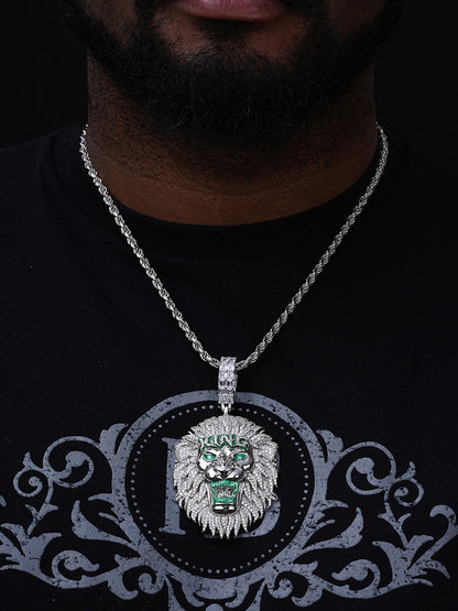 Glow In Dark LION KING Hip Hop Pendant - 14k Gold Vermeil Or 925 Silver - CZ Stones - Huge 3.5"