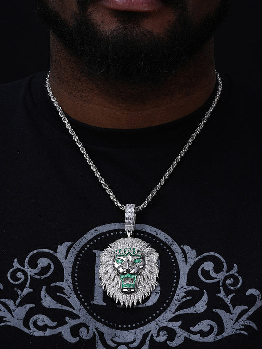 Glow In Dark LION KING Hip Hop Pendant - 14k Gold Vermeil Or 925 Silver - CZ Stones - Huge 3.5"