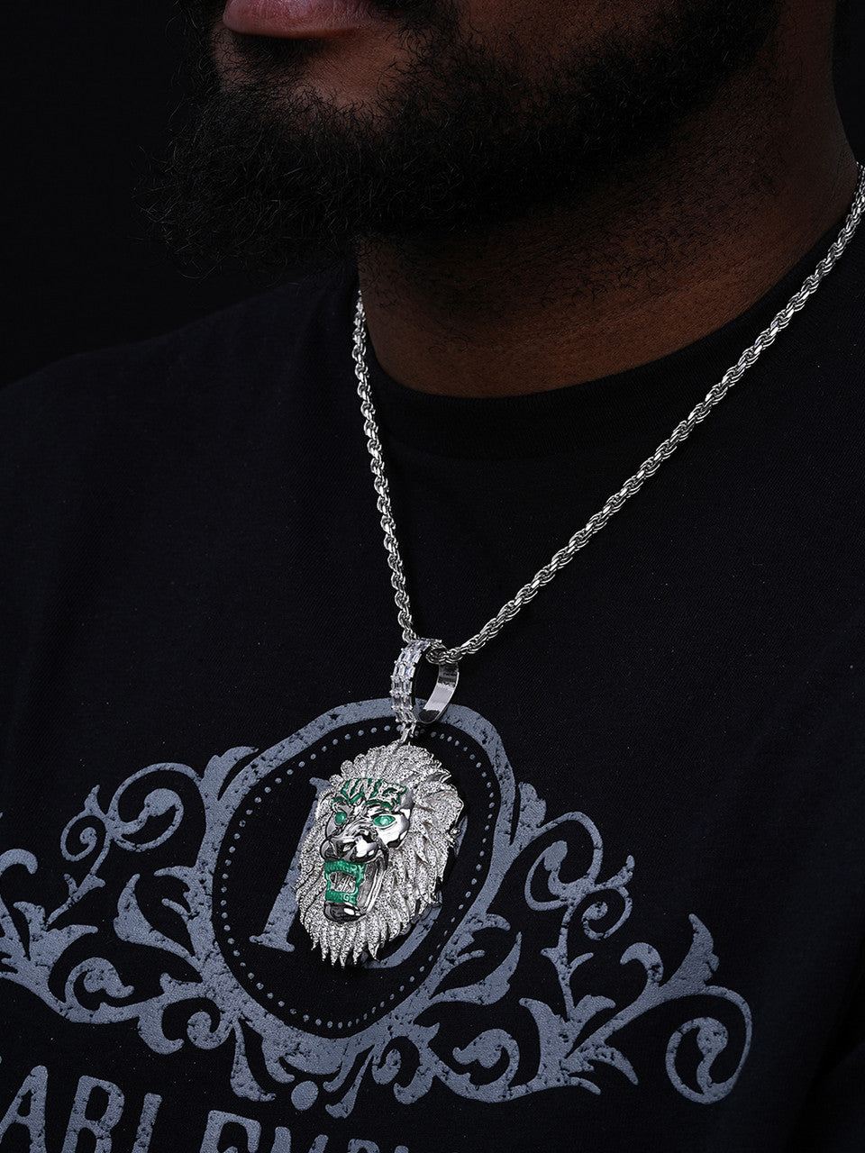 Glow In Dark LION KING Hip Hop Pendant - 14k Gold Vermeil Or 925 Silver - CZ Stones - Huge 3.5"