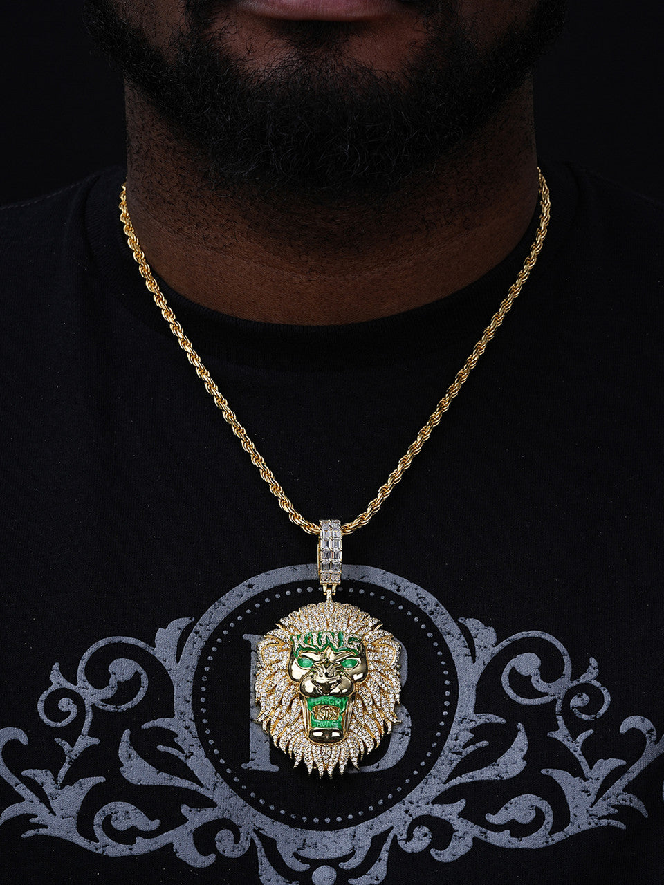 Glow In Dark LION KING Hip Hop Pendant - 14k Gold Vermeil Or 925 Silver - CZ Stones - Huge 3.5"
