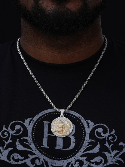 Euphanasia 2Pac Medallion Pendant - 14k Gold Vermeil Or 925 Silver - CZ Stones - Medium 2"