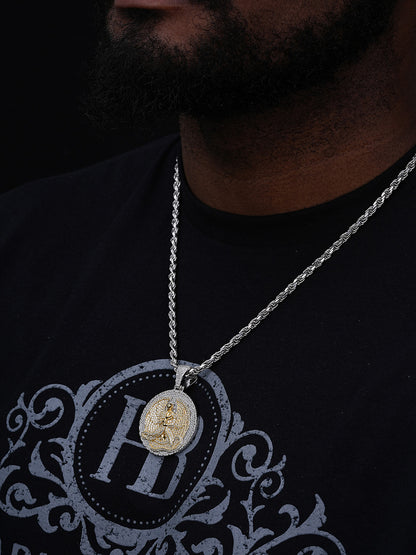 Euphanasia 2Pac Medallion Pendant - 14k Gold Vermeil Or 925 Silver - CZ Stones - Medium 2"