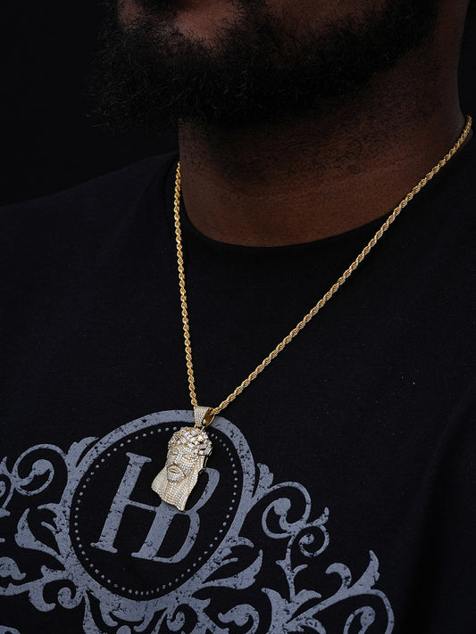 MOISSANITE Royalty Jesus Piece Fully Iced Out Pendant - 14k Gold Vermeil 925 Silver - 3 Sizes 1.5"-3"