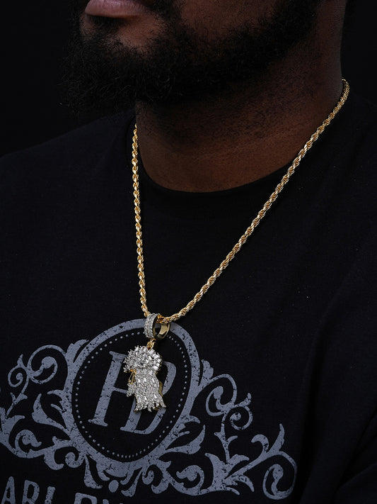 Baguette Jesus Exclusive Pendant - 14k Gold Vermeil 925 Silver - CZ Stones - 3 Sizes 1"-2.5"