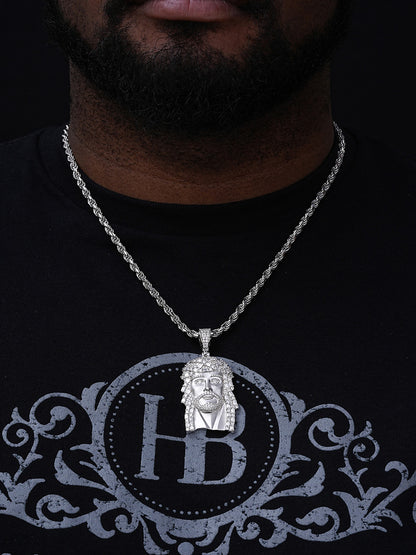 Miami Iced Out Baguette Jesus Pendant - 14k Yellow/Rose Gold Vermeil Or 925 Silver  - CZ Stones   - Medium 2"